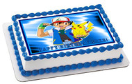 POKEMON PIKACHU Edible Birthday Cake Topper OR Cupcake Topper, Decor
