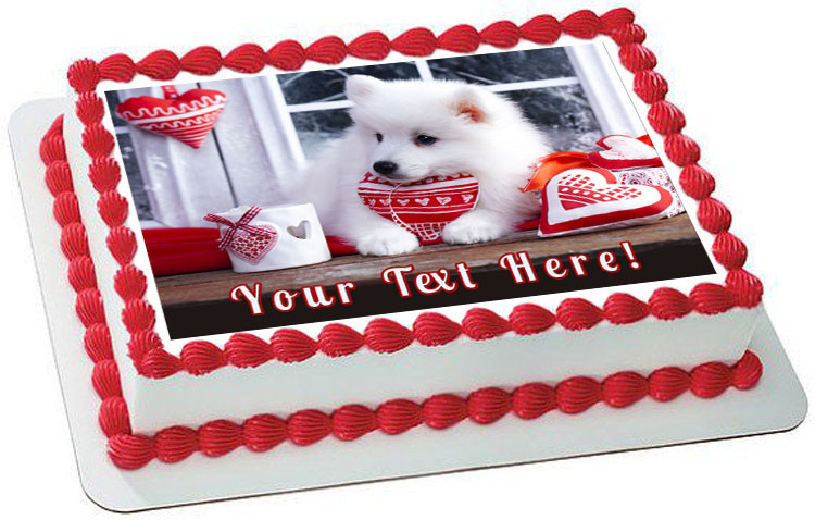 Valentine Puppy Dog Edible Birthday Cake Topper