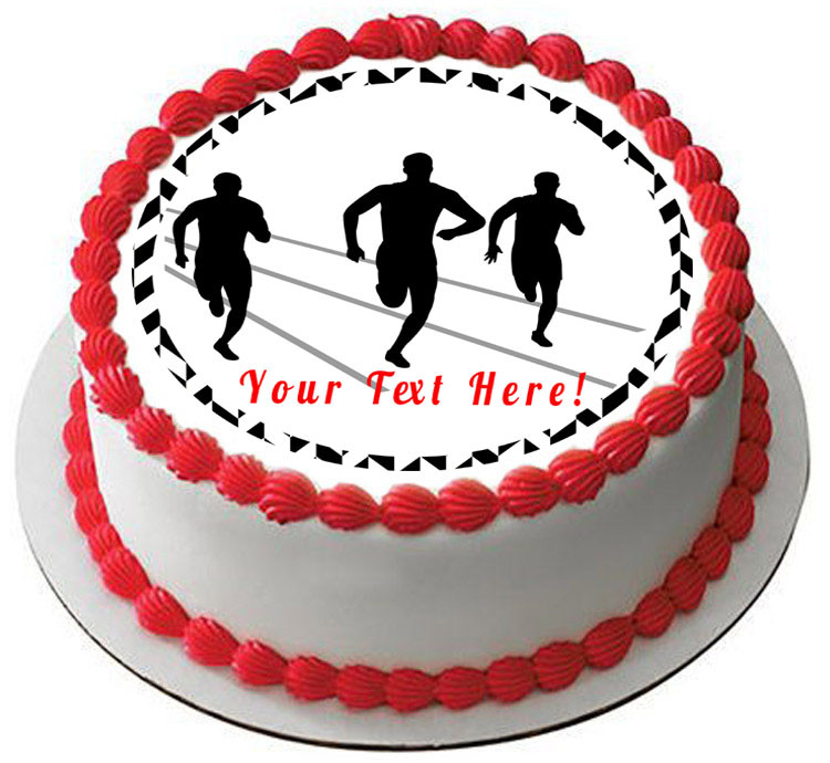 Track And Field Athletes Edible Birthday Cake Topper