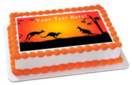 Kangaroo Sunset - Edible Cake Topper OR Cupcake Topper, Decor