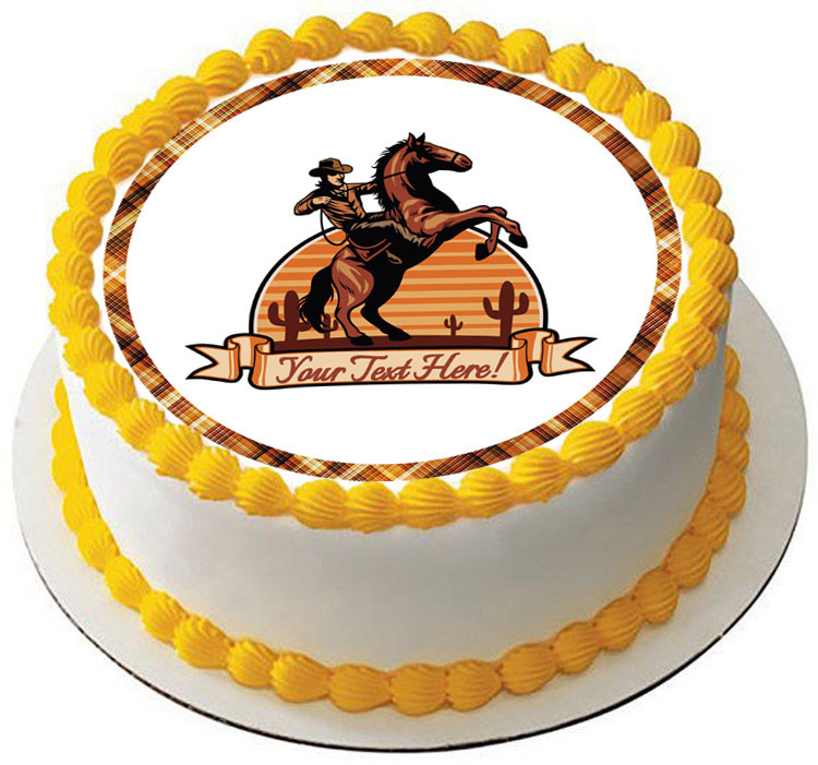 Cowboy Ride A Horse Edible Cake Topper