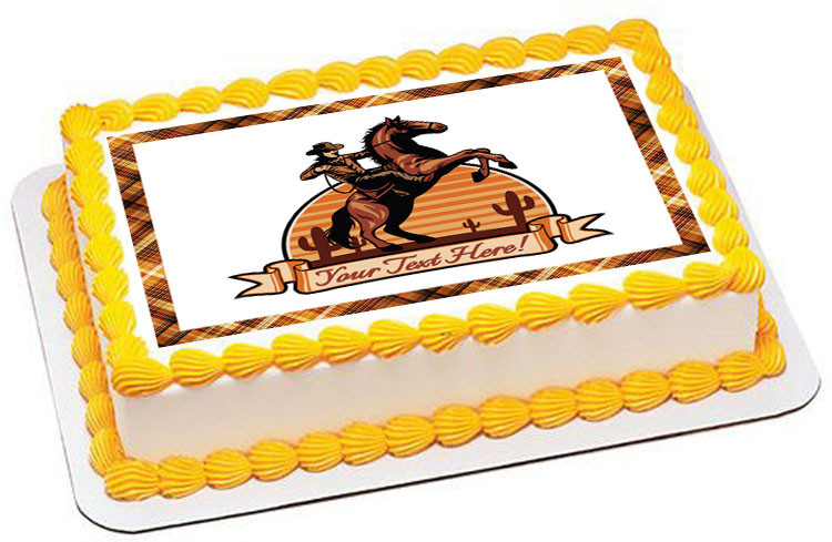 Cowboy Ride A Horse Edible Cake Topper