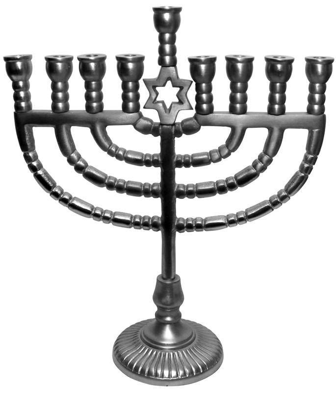 Traditional Pewter Candle Menorah Yussel's Place Jewish Gifts and Judaica