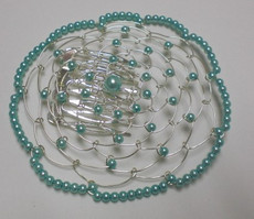 Teal Beaded Wire Head Covering
