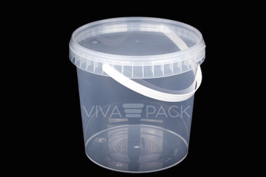2000ml Crystal Clear pot with resealable lid, Material: Polypropylene, Food friendly, tamper proof, 100% leak proof, Microwave, dishwasher and freezer safe.  