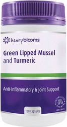 Henry Blooms Green Lipped Mussel 500mg and Turmeric with BioP 100 Caps