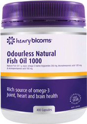 Henry Blooms Odourless Natural Fish Oil 1000mg 400 Caps