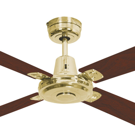 Mercator Swift 130cm Polished Brass Motor Timber Ceiling Fan - Galaxy