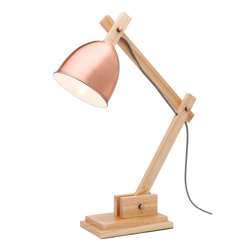 Mercator Winston Timber Desk Lamp Copper Shade Galaxy Lighting