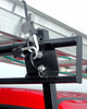 Dual rack ladder holder created by mounting the crossbar two inches lower