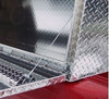 Westin Slant Front Diamond Plate Aluminum Topsider With Compartments Truck Tool Box - drop down lower door with stainless steel cable supports