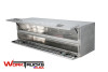 Westin Brute High Capacity Flat Bed Stake Bed Topsider Truck Tool Box With Doors features a large compartment on top and a smaller on bottom