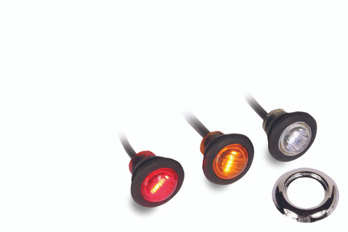 ¾” Round LED Marker Light Pair  - three colors available (shown with OPTIONAL chrome bezel)