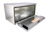 Westin Brute drop down door toolbox features stainless steel cable supports &  a protective lock channel 