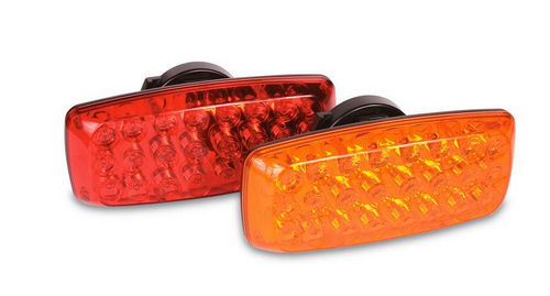 Portable Battery Operated LED Magnetic Safety Light Set is available in either red or amber