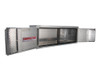 Brute Heavy Duty Underbody Swing Barn Door Tool Boxes  showing the interior of Models 36, 48 and 60, with  split doors opening left & right