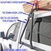 No Drill Truck Cap Ladder Rack has tie down loops, Delta leg design for stability and adjustable  cargo bumpers