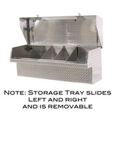 Sliding storage tray for small parts/tools in our Heavy Duty Low Profile Side Mount Truck Toolbox