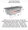 Short bed models 620, 625 and 645 toolboxes are notched to fit the truck beds of our Low Profile Diamond Plate Crossover Toolbox