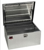 Diamond Plate Aluminum Jeep Utility Job Box has a flip up door with gas shocks to keep it open