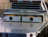 Brute Heavy Duty Flatbed Top Sider Tool Box With Drawer shown mounted to the bulkhead, which frees up the bed for hauling, yet gives you drawer storage.  Headache bar is a permanent part of the flat bed and therefore is not available for purchase.