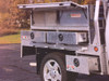 Modular configuration featuring our Westin Brute Heavy Duty Flatbed Top Sider Tool Box With Drawer flatbed box mounted on top.  High capacity topsider box shown must be ordered separately.