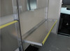 Safety yellow powder coated rub rails on our Westin Brute Aluminum Folding Shelving for Cube Vans, Box Vans and Cargo Trailers