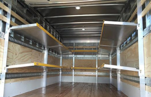 Brute Aluminum folding shelves installed in box truck