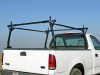 Standard configuration stake o]pocket ladder rack with angled legs showing multiple tie down points