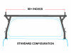 Standard configuration diagram for the stake pocket ladder rack.