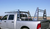 Wildcatter Super Heavy Duty Truck Ladder Rack on Ram in stainless steel with standard mesh cab guard and OPTIONAL additional over-cab crossbar