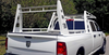 Wildcatter Super Heavy Duty Truck Ladder Rack with stainless crossbar in non-standard white powder coat WITHOUT cab guard, diminishing the carrying capacity to 2,000 lbs. of evenly distributed cargo.  Photo credit to Eric Smith.