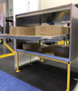 Front view of the Westin Cargo Van Rear Sliding Shelf Organizer on a display stand showing shelf extended (boxes NOT included)