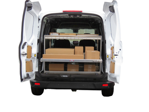 Westin Cargo Van Rear Sliding Shelf Organizer has a sliding tray with a 250 lb. weight capacity (boxes NOT included)