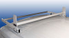 Aluminum 3-Bar Van Utility Ladder Rack With Roller System makes loading/unloading heavy ladders & supplies easy. Rack is installed on a Transit in this photo.