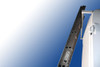 Aluminum 3-Bar Van Utility Ladder Rack With Roller System protects the back of your van from damage when loading ladders & equipment. Ladder not included.  Shown mounted on a Transit.
