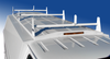Single Wheel KUV KUVcc Service Body 3-Bar Utility Ladder Racks are powder coated white.