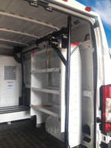 Electric Crane/Van Hoist for KUV/KUVcc Bodies, Commercial & Cargo Vans have a compact footprint, so you still have plenty of room for shelving, etc. (Shelving and other items shown are NOT included)