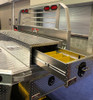 Westin Brute FlatbedSafe Heavy Duty Roller Drawer Truck Tool Box features roller toolboxes on both ends so you can access parts and accessories from both sides of the bed.  Underbody box and flatbed not included.