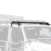 Jeep Wrangler and Gladiator Hex Series Aluminum Front Roof Rack can be mounted over the front doors or the back doors. The second rack shown and any accessories/equipment are not included.