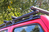 Jeep Wrangler and Gladiator Hex Series Aluminum Front Roof Racks crossbars can be moved forward or backward on the base to best suit your cargo needs.  The second rack shown is not included.  It must be purchased separately.