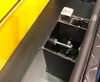 Safety plunger latches keep the drawers from fully closing to protect fingers and hands from accidental injury.  These plungers automatically open up when you unlock the lock and automatically lower when you lock the drawers. Shown on a box with our optional black textured powder coating.