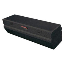 Notched Single Lid Black Powder-Coated Chest Diamond Plate Toolboxes are available in 54 or 60 Inch Lengths