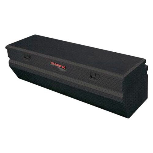 Notched Single Lid Black Powder-Coated Chest Diamond Plate Toolboxes are available in 54 or 60 Inch Lengths