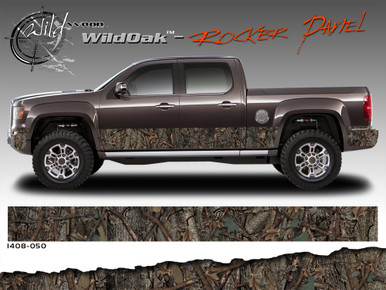 Wild Wood Camouflage : Lower Rocker Panel Graphics Kit 16 inch x 12 foot per side (ILL-1408.050.051.053.054)