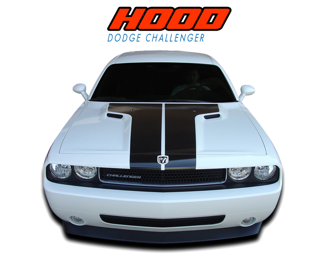 Choose Color Dodge Challenger 2008-2021 Retro Hood Lettering Decals Stripes