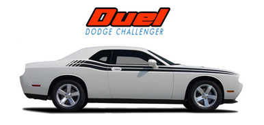 DUEL : 2008 2009 2010 2011 2012 2013 2014 2015 2016 2017 2018 2019 2020 2021 2022 2023 Dodge Challenger Upper Door Split Strobe Vinyl Graphic Decal Stripe Kit (VGP-1431.1644)