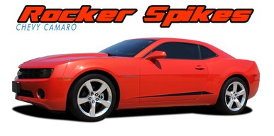ROCKER SPIKES : 2010 2011 2012 2013 2014 2015 Chevy Camaro Lower Door Rocker Panel Vinyl Graphic Accent Decal Stripes (VGP-1796)