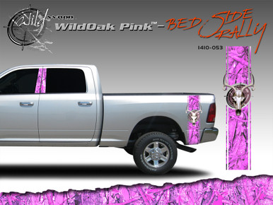 Wild Oak Pink Wild Wood Camouflage : Bed Side Rally with Deer Skull 12 inches x 42 inches (ILL-1410.053)