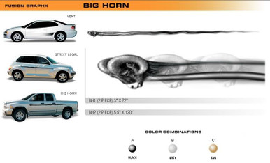 BIG HORN Universal Vinyl Graphics Decorative Striping and 3D Decal Kits by Sign Tech Media, Inc. (STM-BH)